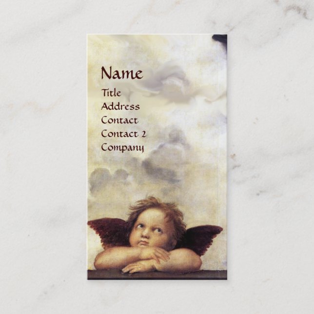 ANGELS Winged Cherub Red Wax Seal Monogram Business Card (Front)