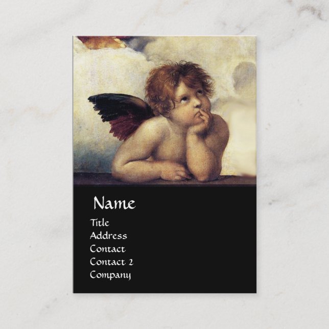 ANGELS Winged Cherubs, black Business Card (Front)