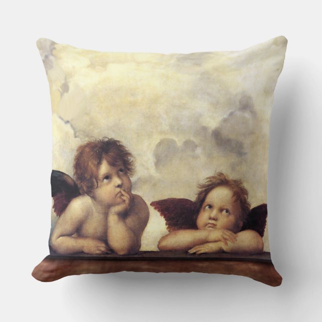 ANGELS / Winged Cherubs ,Clouds Raffaello Sanzio Cushion (Front)