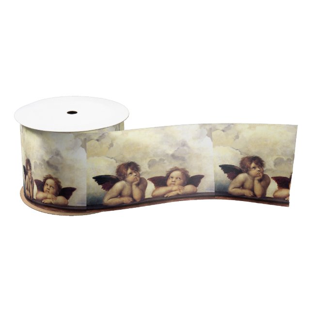 ANGELS / Winged Cherubs ,Clouds Raffaello Sanzio  Satin Ribbon (Spool)