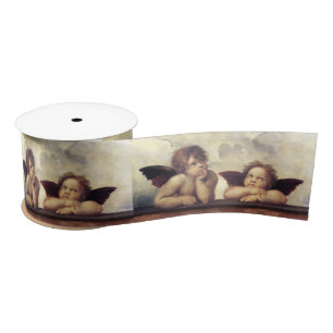 ANGELS / Winged Cherubs ,Clouds Raffaello Sanzio Satin Ribbon