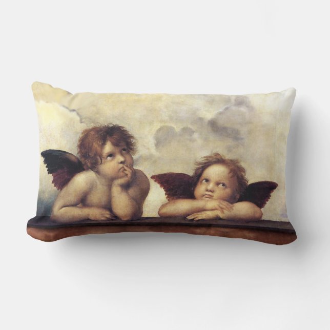 ANGELS / Winged Cherubs ,Clouds Raffaello Sanzio T Lumbar Cushion (Front)