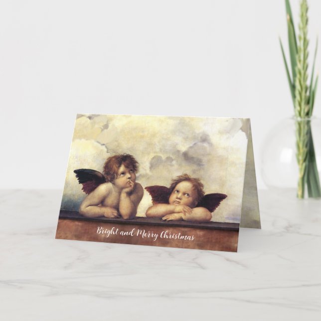 ANGELS / Winged Cherubs ,Clouds Raffaello Sanzio Thank You Card (Front)