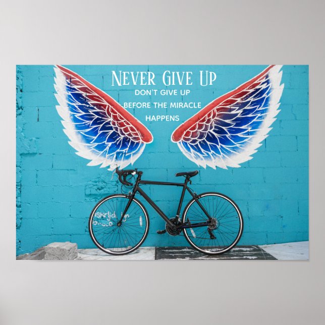 Angel's Wings Blue Red and white Motivation Quote Poster (Front)