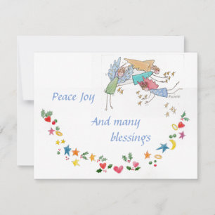 Angels Wish You Peace Joy and Many Blessings Holid Holiday Card