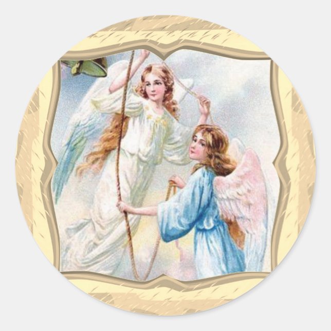 Angels With Bell Classic Round Sticker (Front)