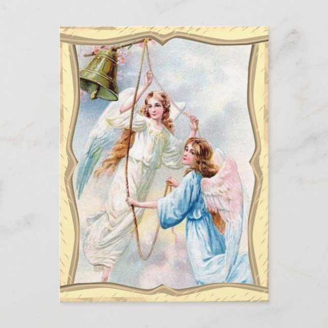 Angels With Christmas Bell Postcard (Front)