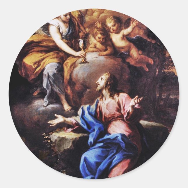 Angels with Jesus in Garden Classic Round Sticker (Front)