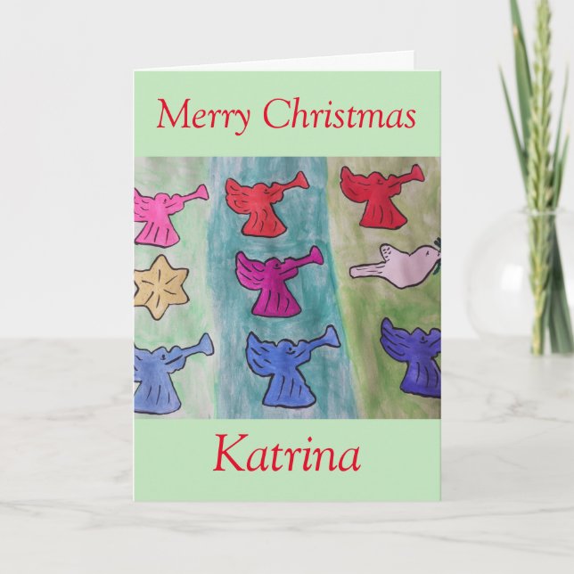 Angels With Trumpets Christmas Card (Front)