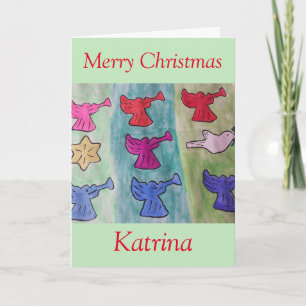 Angels With Trumpets Christmas Card