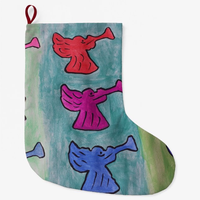 Angels With Trumpets Christmas Stocking (Front)