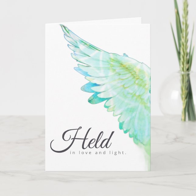 Angels With You Aqua Angel Wing – Held Love Light Card