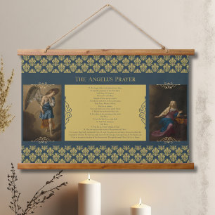 Angelus Prayer with Angel Gabriel and Mary Hanging Tapestry