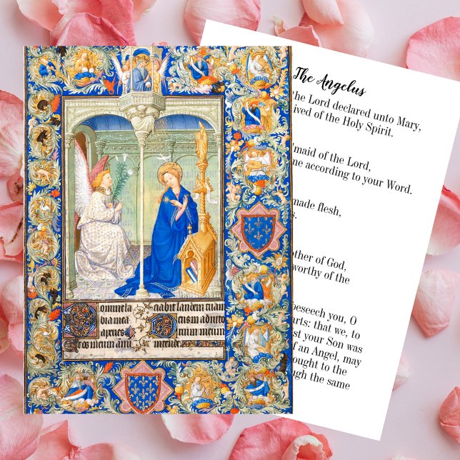 Angelus Virgin Mary Annunciation Catholic Prayer Card (The Angelus Blessed Virgin Mary Archangel Gabriel the Annunciation Feast Catholic Prayer Card)