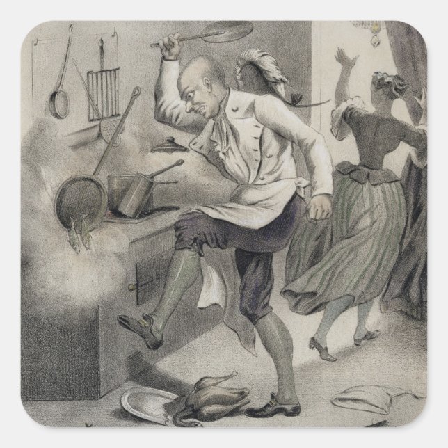 Anger in the Kitchen, from a series of prints depi Square Sticker (Front)