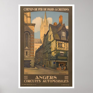 Angers France Railways from Paris to Orleans Poster