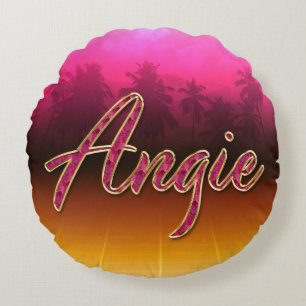 Angie First Name Golden pink pillows