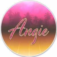 Angie First Name Golden pink Sticker