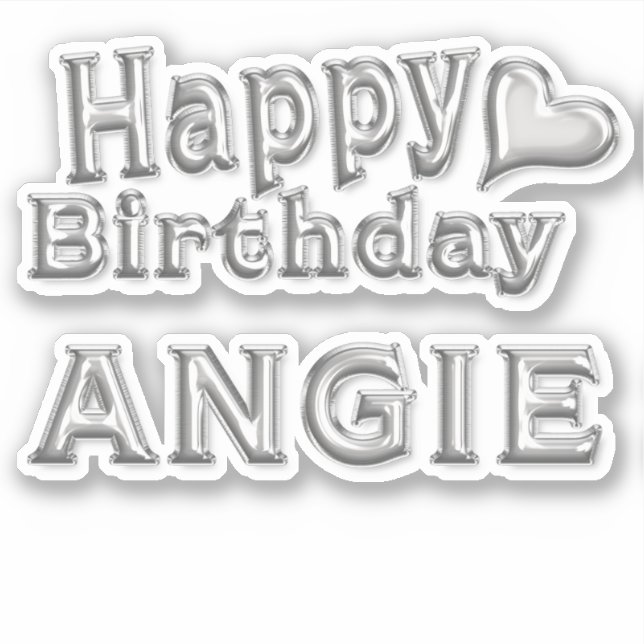 Angie Happy Birthday silver Sticker (Front)