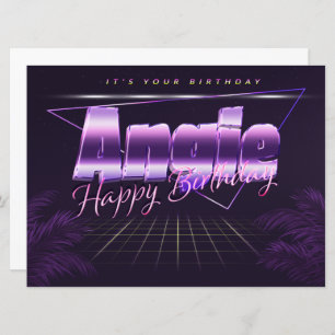 Angie Name First Name pura retro Map Birthday Card