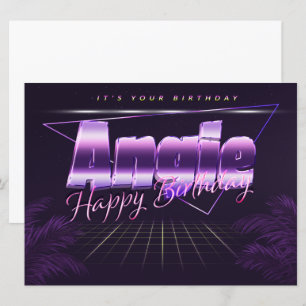 Angie Name Vorname lila retro Karte Geburtstag Card