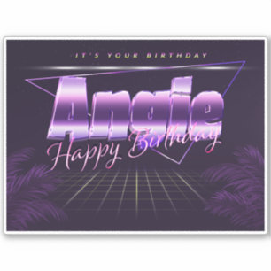 Angie Name Vorname lila retro Sticker Geburtstag