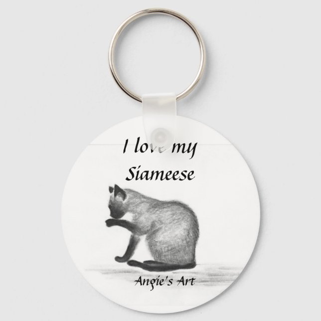 Angie's Art "Siameese Cat" Key Ring (Front)