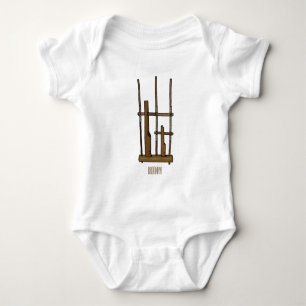 Angklung cartoon illustration baby bodysuit