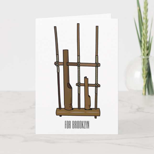 Angklung cartoon illustration card (Front)