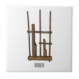 Angklung cartoon illustration ceramic tile