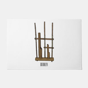 Angklung cartoon illustration doormat