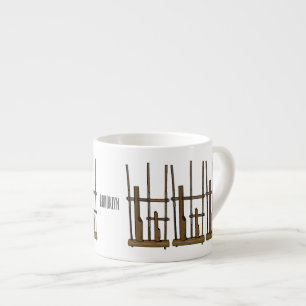 Angklung cartoon illustration espresso cup