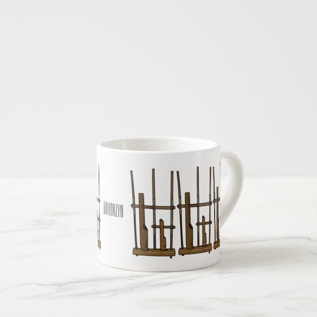 Angklung cartoon illustration espresso cup (Front Right)