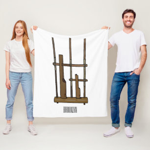 Angklung cartoon illustration fleece blanket