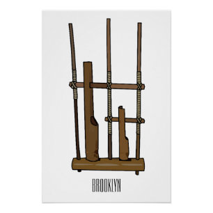 Angklung cartoon illustration poster