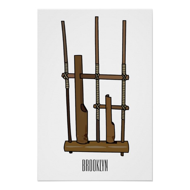 Angklung cartoon illustration poster (Front)