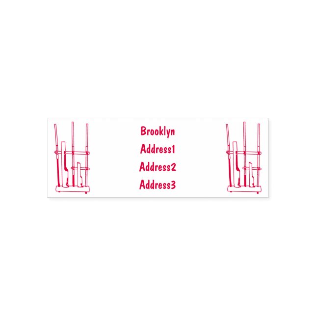 Angklung cartoon illustration self-inking stamp (Design)