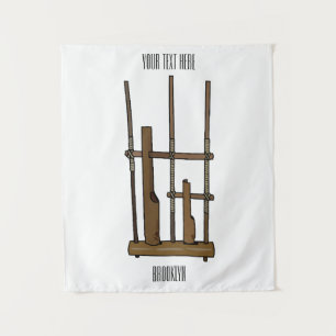 Angklung cartoon illustration tapestry