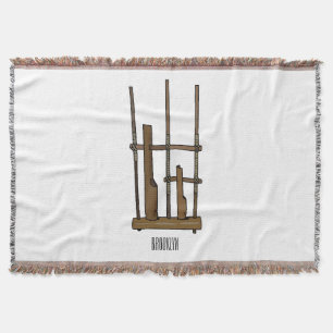 Angklung cartoon illustration throw blanket