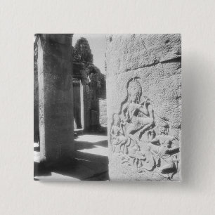 Angkor Cambodia, Apsara Carving The Bayon 2 15 Cm Square Badge