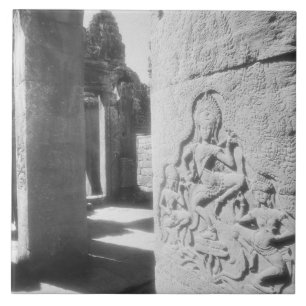 Angkor Cambodia, Apsara Carving The Bayon 2 Ceramic Tile