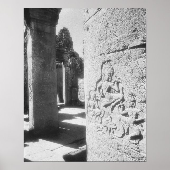 Angkor Cambodia, Apsara Carving The Bayon 2 Poster (Front)