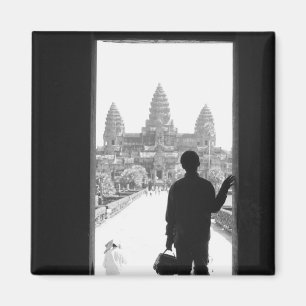 Angkor Cambodia, Doorway & Person Angkor Wat Magnet