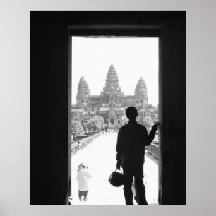 Angkor Cambodia, Doorway & Person Angkor Wat Poster