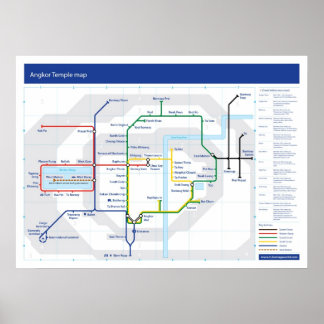 Angkor Temple tube map Poster