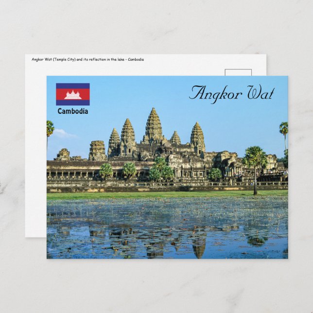 Angkor Wat and reflection in the lake - Cambodia Postcard (Front/Back)