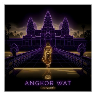 Angkor Wat Buddhist Monk- Cambodia Poster