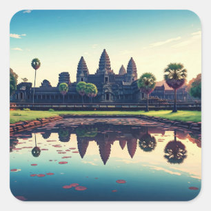 Angkor Wat Cambodia at Dawn Square Sticker