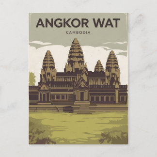 Angkor Wat Cambodia painting Postcard