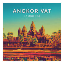 Angkor Wat, Cambodia, Retro-chic Poster